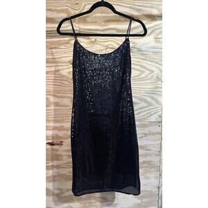 Bebe Sequin Mini Dress Black Size 4 Party Occasion Bodycon Club